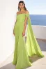 Green Chiffon Mermaid Formal Dress with Streamer sold by Zapaka