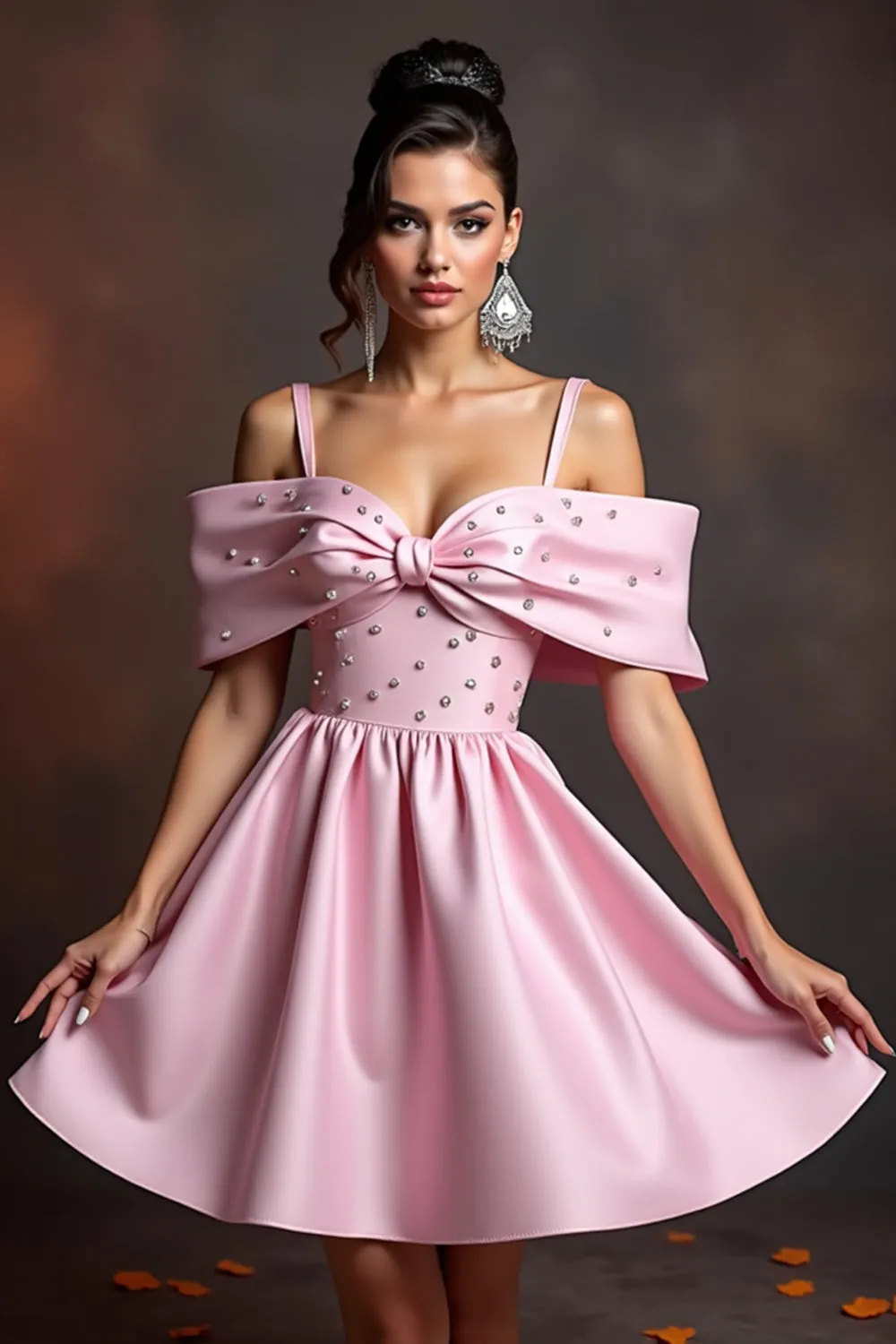 Pink Cold Shoulder Beaded Homecoming Dress sold by Zapaka