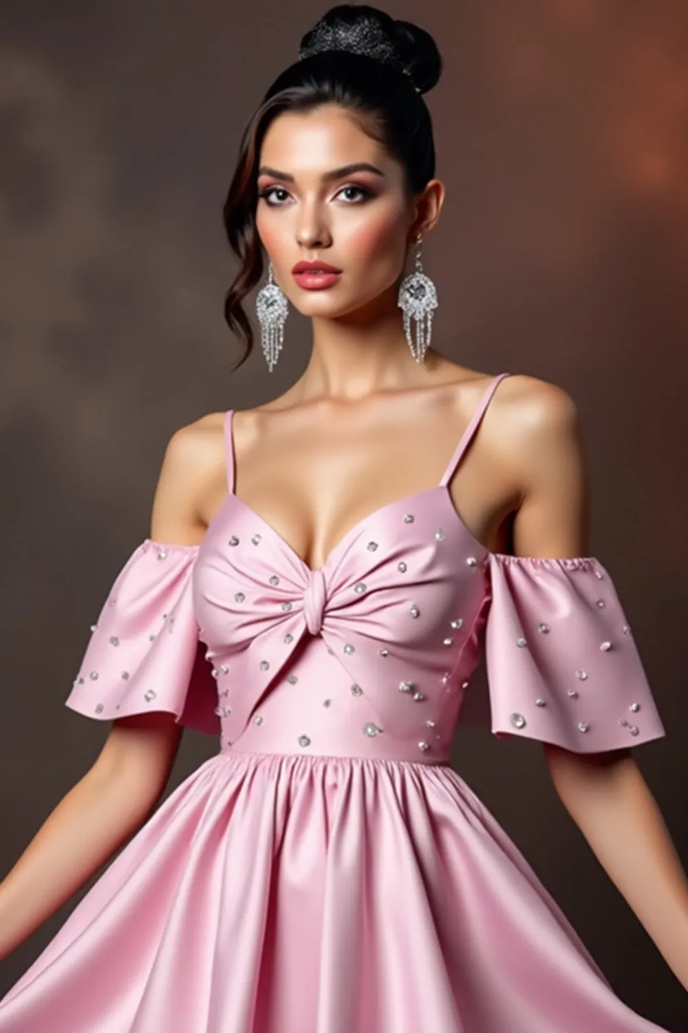Sparkly Pink Cold Shoulder A Line Homecoming Dress sold by Zapaka product image thumbnail 2
