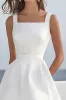 A Line White Square Neck Graduation Dress with Ruffles sold by Zapaka