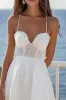 A Line White Lace Graduation Dress with Ruffles sold by Zapaka