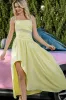 Yellow Spaghetti Straps Ruched A Line Party Dress sold by Zapaka