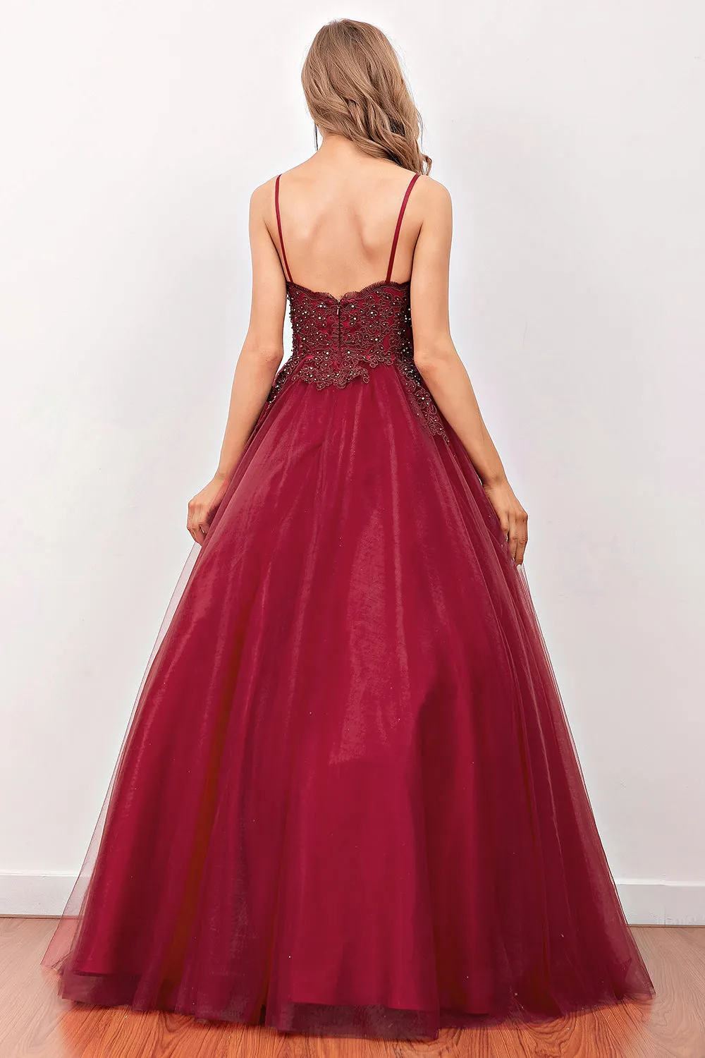 Burgundy Beaded Long Prom Dress sold by Zapaka product image thumbnail 2
