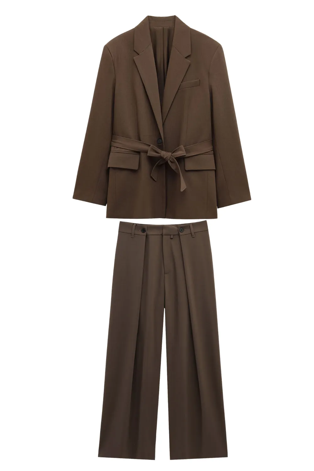 Coffee 2 Piece Notched Lapel Women Prom Suits with Belts sold by Zapaka