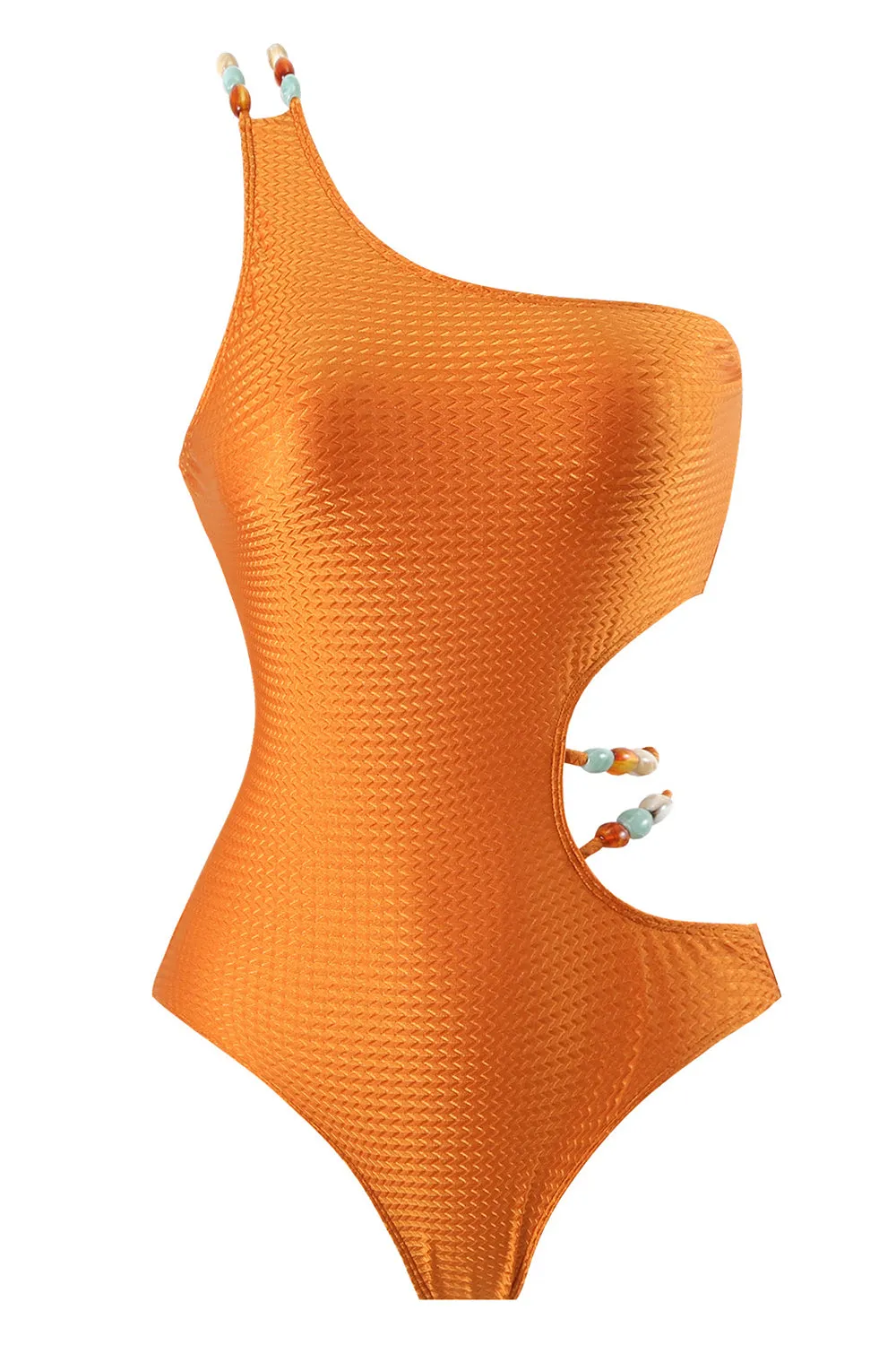 Orange One Piece Cut Out Printed Beach Swimwear sold by Zapaka product image thumbnail 2