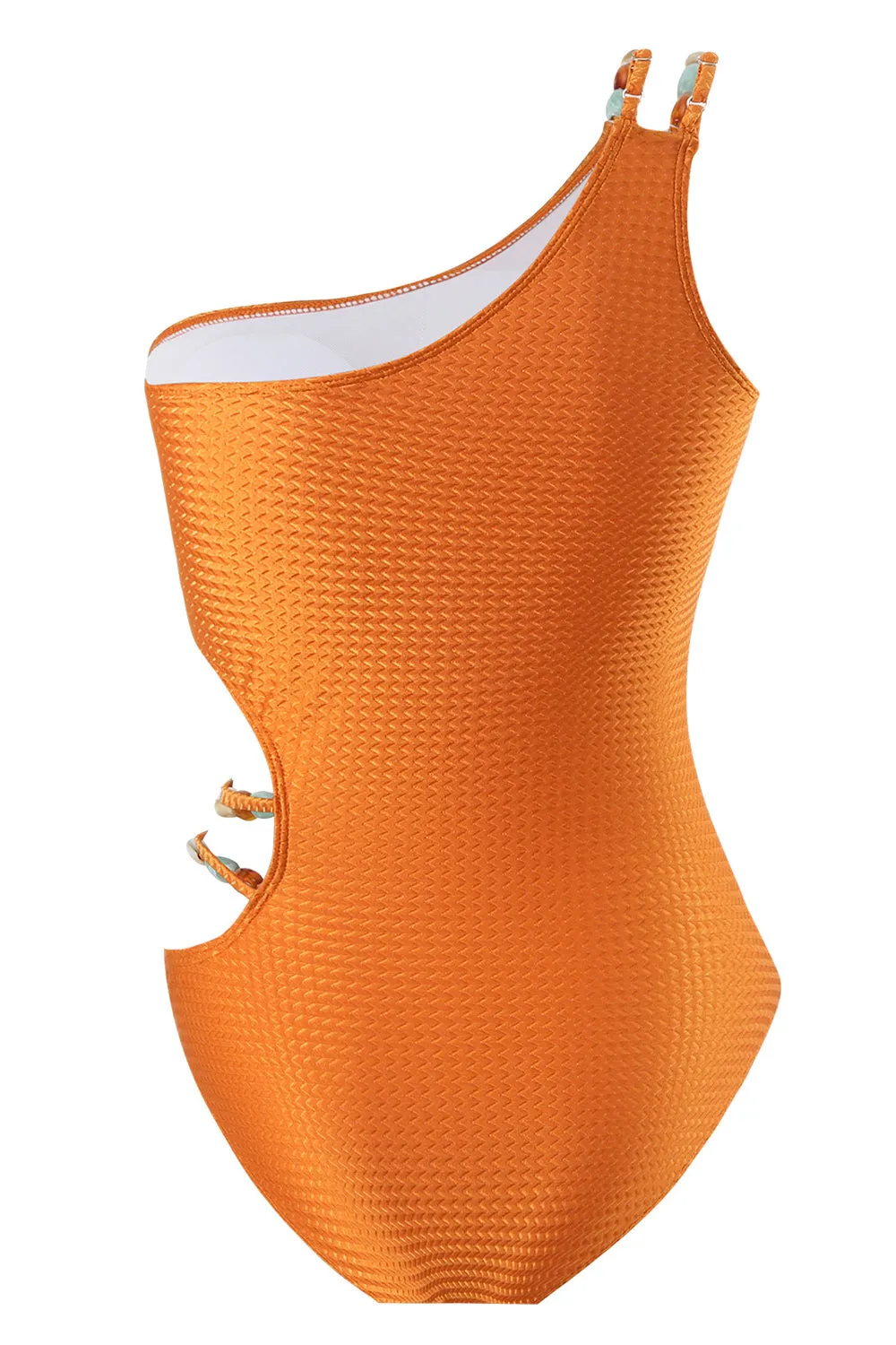 Orange One Piece Cut Out Printed Beach Swimwear sold by Zapaka product image thumbnail 3