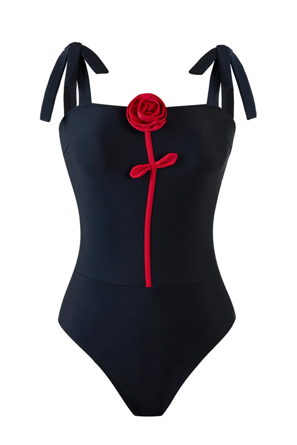 Black 3D Flower One Piece Swimsuit with Cover Up sold by Zapaka product image thumbnail 2