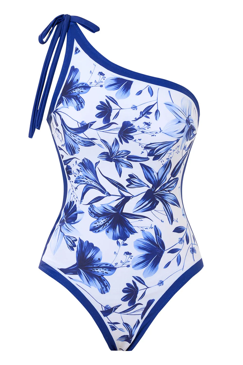 Blue Print One Shoulder Swimwear sold by Zapaka