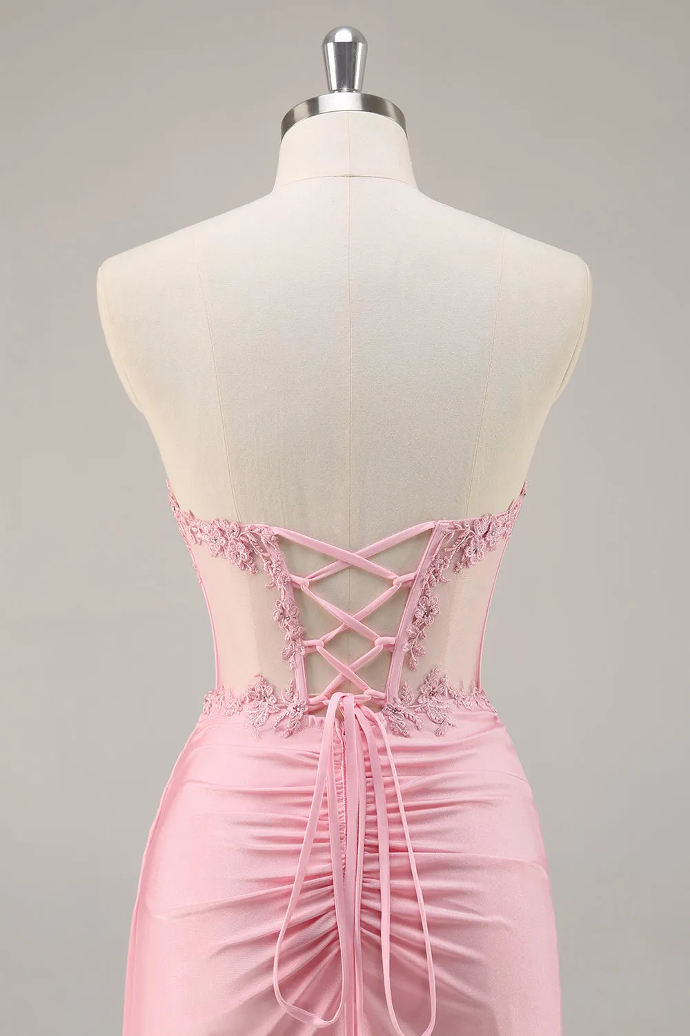 Pink Strapless Corset Beaded Short Tight Homecoming Dress sold by Zapaka product image thumbnail 5