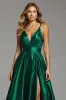 A Line Ruched Long Dark Green Prom Dress sold by Zapaka