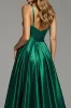 A Line Ruched Long Dark Green Prom Dress sold by Zapaka