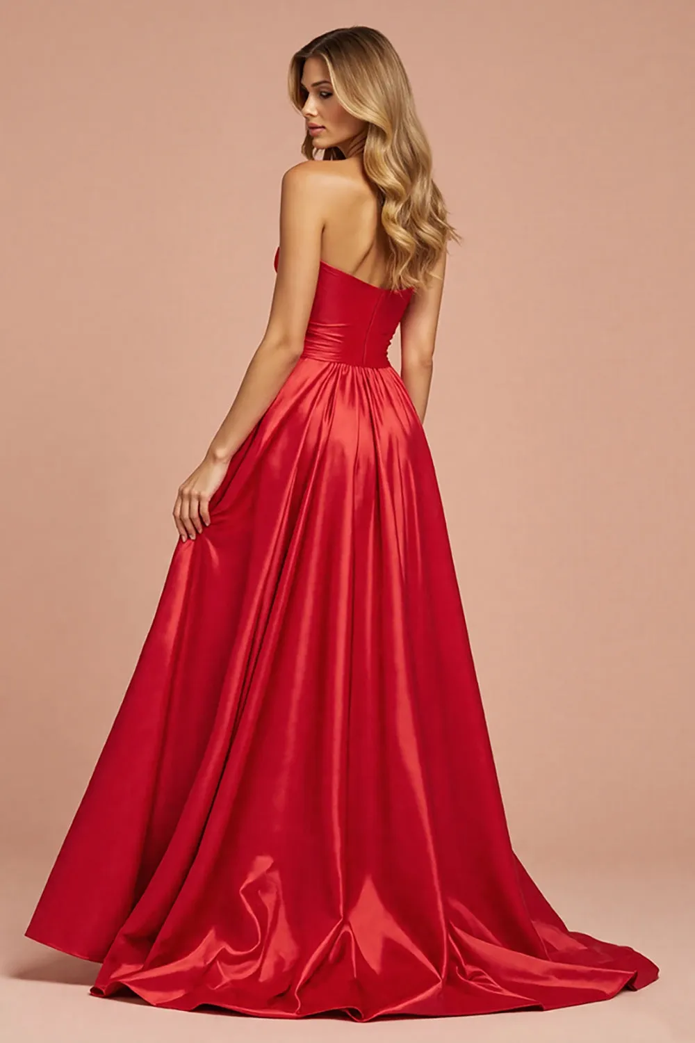 A Line Strapless Long Prom Dress With Slit sold by Zapaka product image thumbnail 2