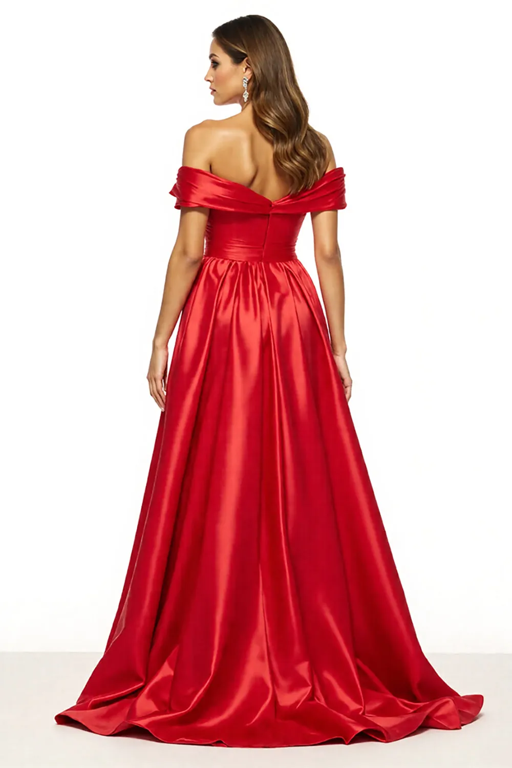 Red A Line Off The Shoulder Long Prom Dress sold by Zapaka product image thumbnail 2