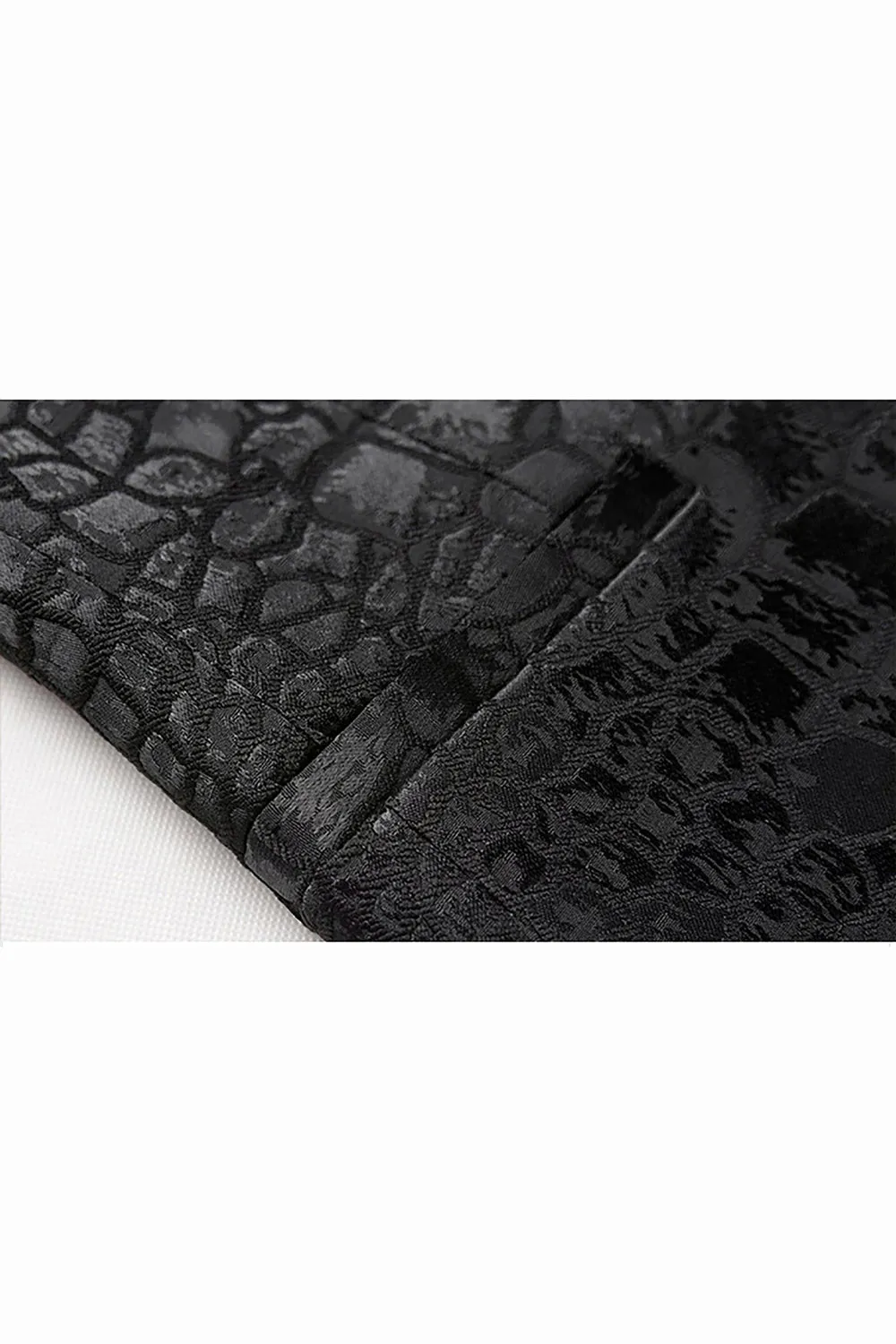 Black Jacquard Peak Lapel One Button 2 Piece Men's Suit sold by Zapaka product image thumbnail 3