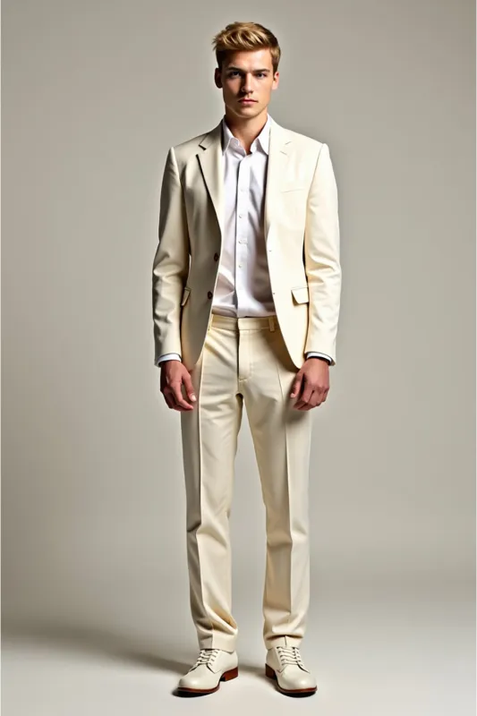 White 2 Piece Notched Lapel Men's Suits sold by Zapaka