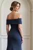 Navy Off the Shoulder Mermaid Mother of the Bride Dress with Appliques sold by Zapaka