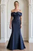 Navy Off the Shoulder Mermaid Mother of the Bride Dress with Appliques sold by Zapaka