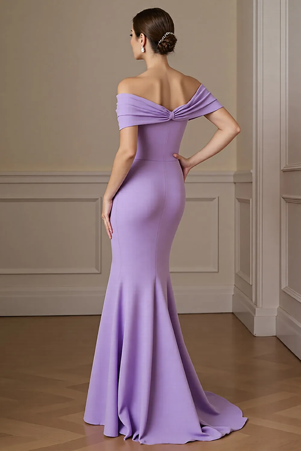 Lilac Mermaid Off the Shoulder Mother of the Bride Dress sold by Zapaka product image thumbnail 2