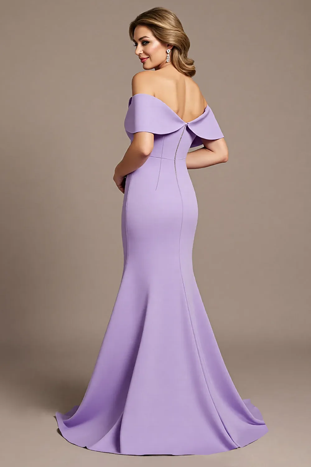 Mermaid Off the Shoulder Lilac Mother of the Bride Dress sold by Zapaka product image thumbnail 2