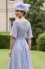 Grey Blue Chiffon Appliqued High Low Mother of the Bride Dress with Short Sleeves sold by Zapaka