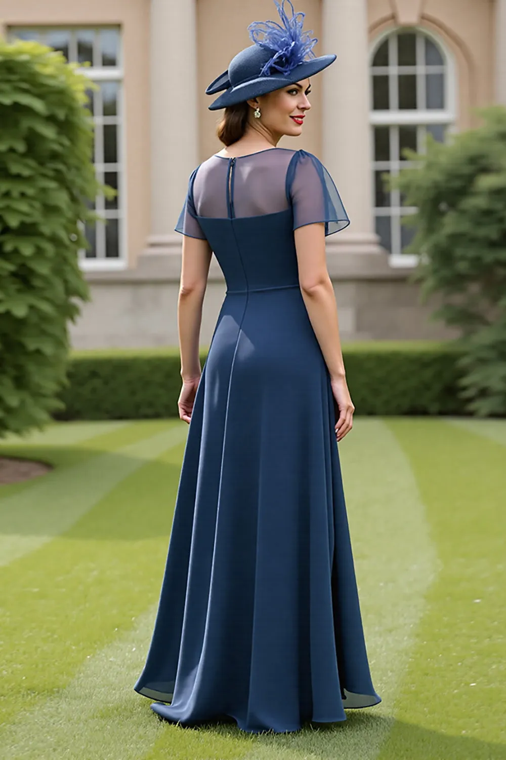Navy Ruched A Line Mother Of The Bride Dress sold by Zapaka product image thumbnail 2