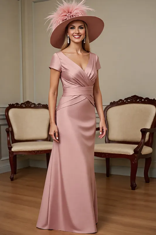 Dusty Rose Satin Sheath Mother Of The Bride Dress sold by Zapaka