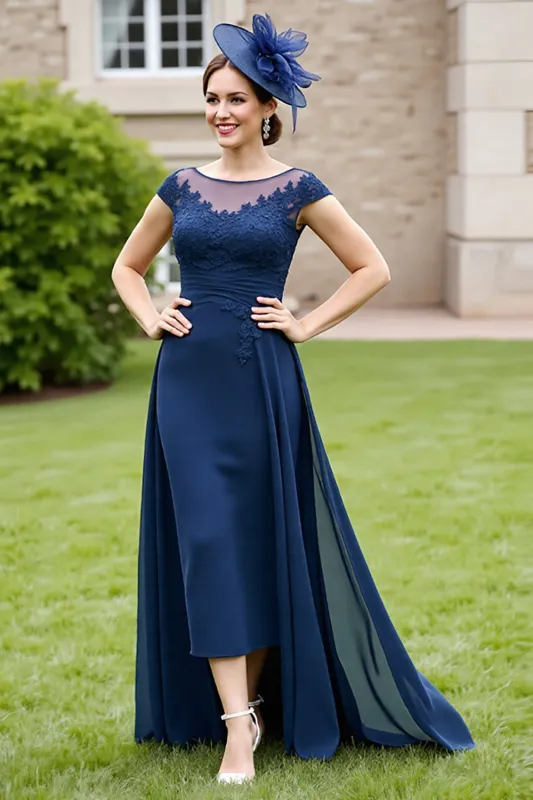 Navy A Line Mother Of The Bride Dress With Appliques sold by Zapaka