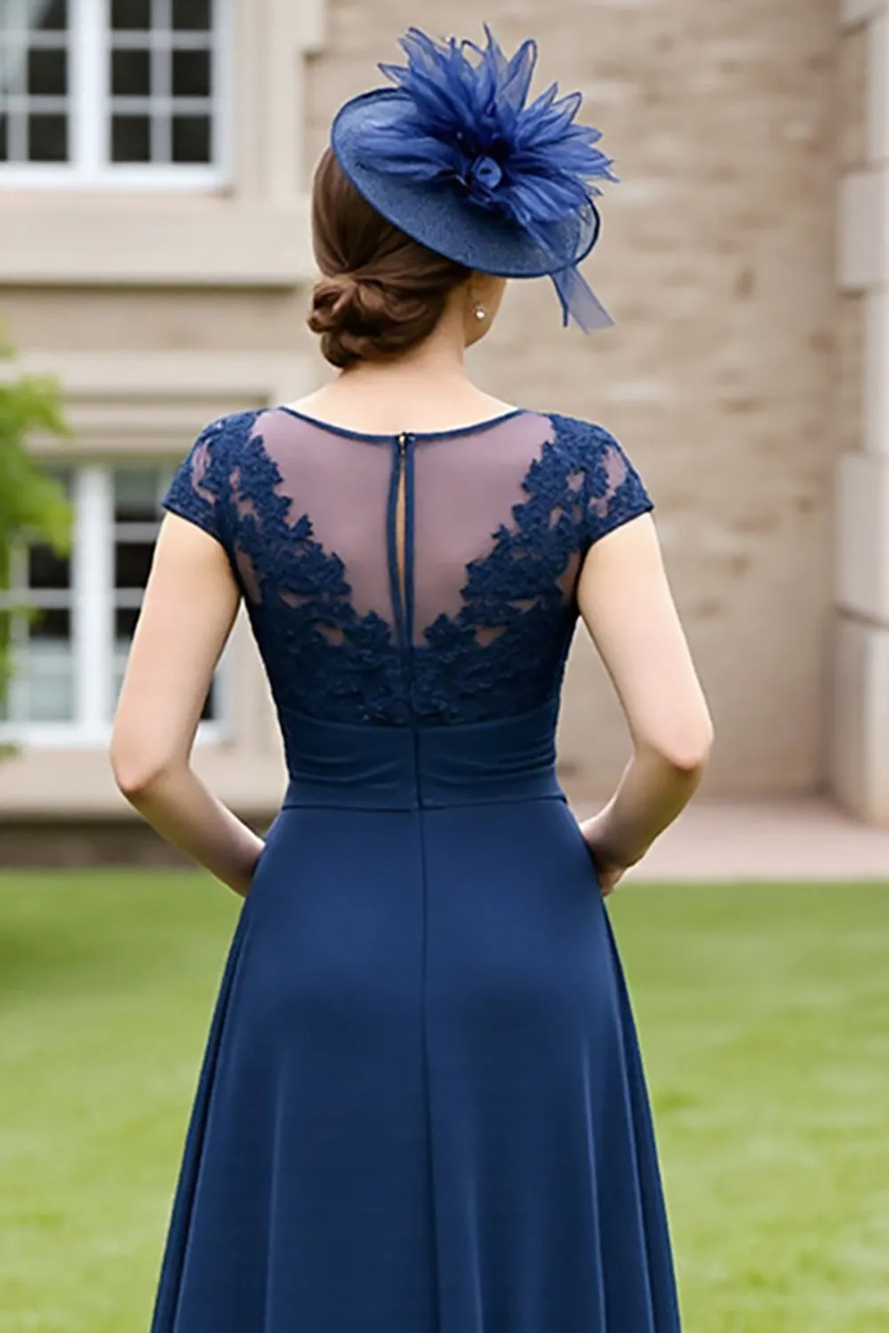 Navy A Line Mother Of The Bride Dress With Appliques sold by Zapaka product image thumbnail 4