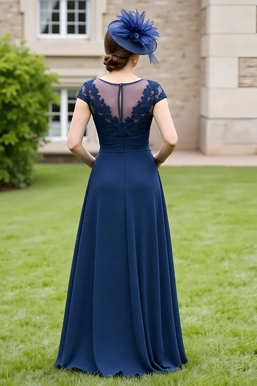 Navy A Line Mother Of The Bride Dress With Appliques sold by Zapaka product image thumbnail 2