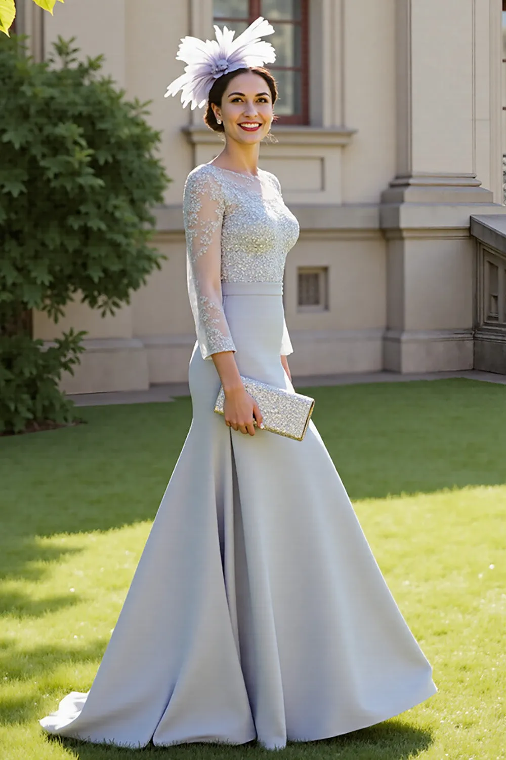 Mermaid Silver Mother Of The Bride Dress With Appliques sold by Zapaka product image thumbnail 2