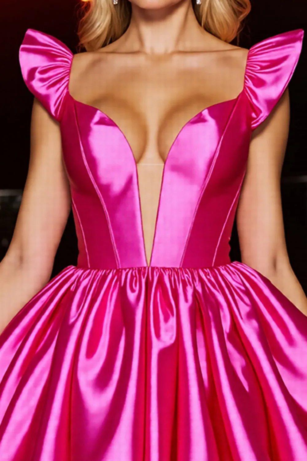 Sparkly A Line Ruffled Fuchsia Homecoming Dress With Bow sold by Zapaka product image thumbnail 3