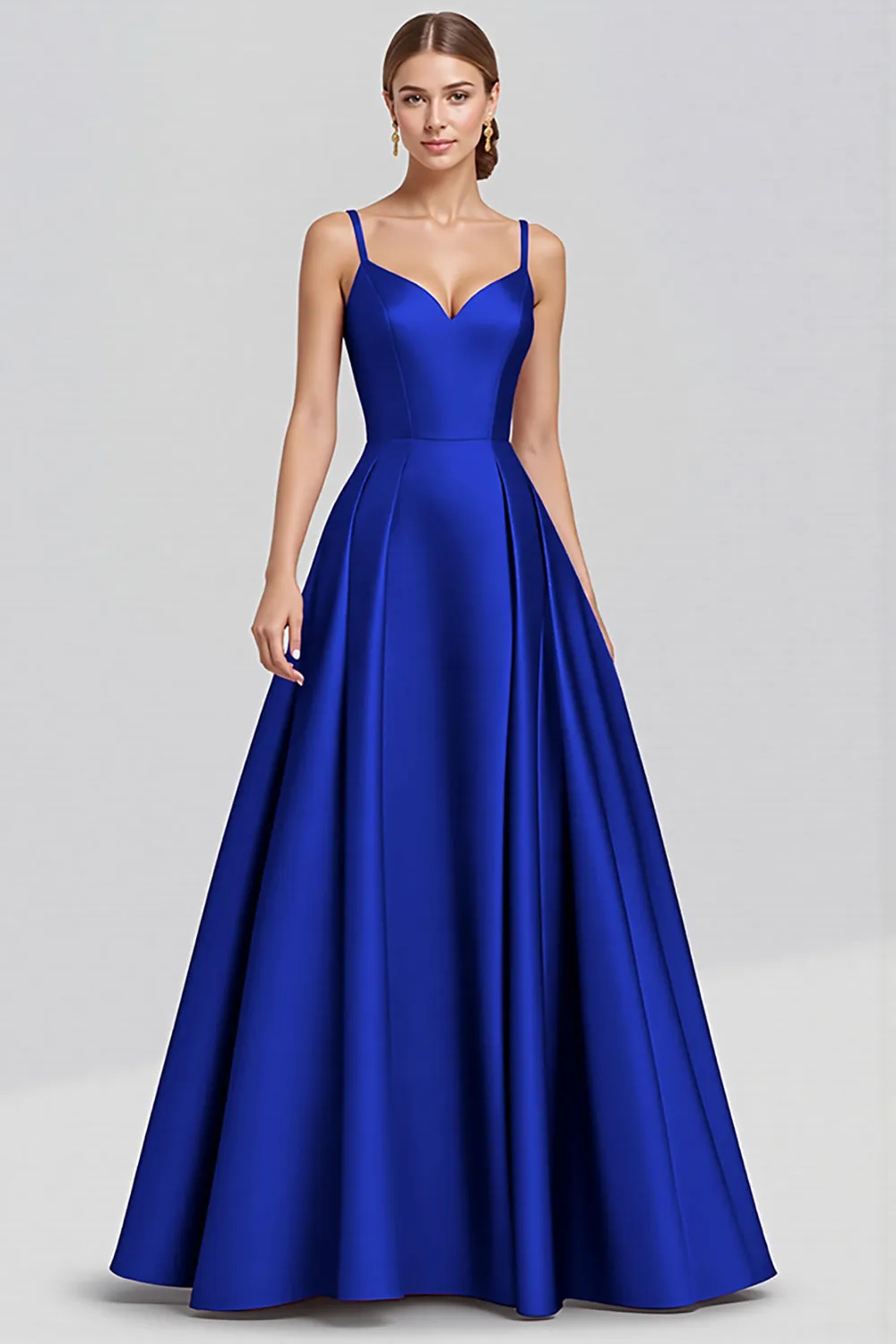 A-Line Spaghetti Straps Ruched Long Black Formal Dress sold by Zapaka product image thumbnail 3