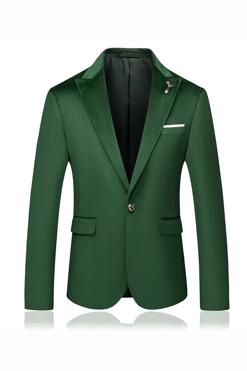 Green Peak Lapel Slim Fit One Button Men's Blazer sold by Zapaka