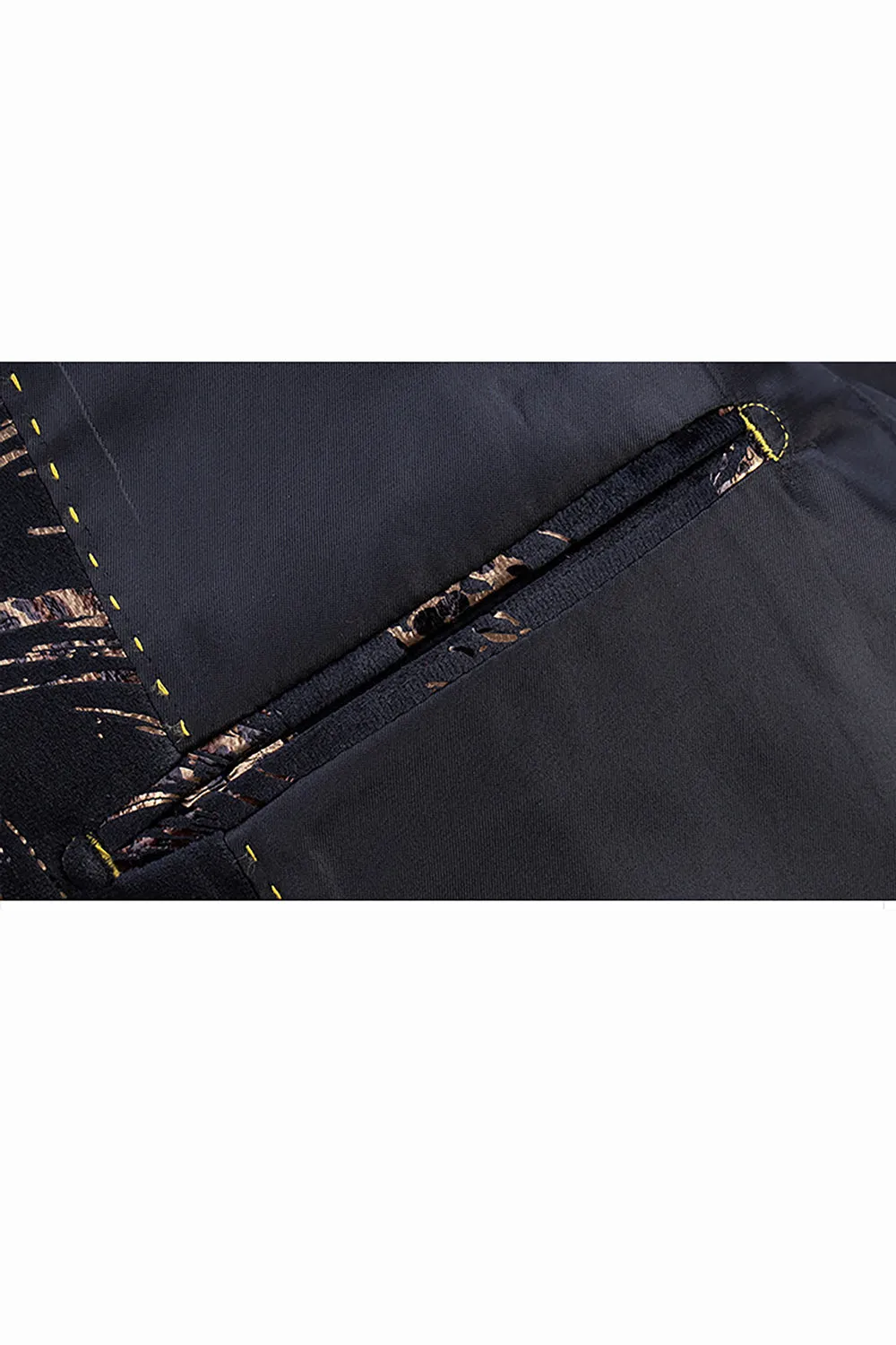 Black Golden Leopard Notched Lapel One Button Men's Blazer sold by Zapaka product image thumbnail 4