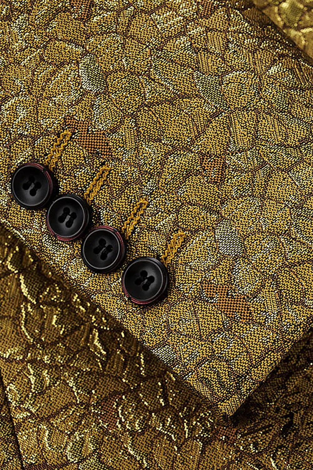 Sparkly Golden Notched Lapel One Button Men's Prom Blazer sold by Zapaka product image thumbnail 4