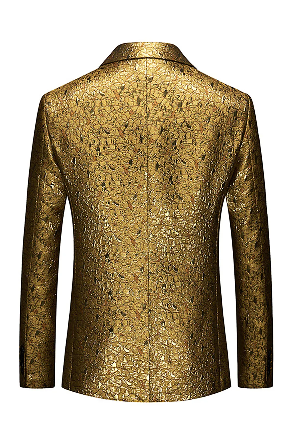Sparkly Golden Notched Lapel One Button Men's Prom Blazer sold by Zapaka product image thumbnail 2