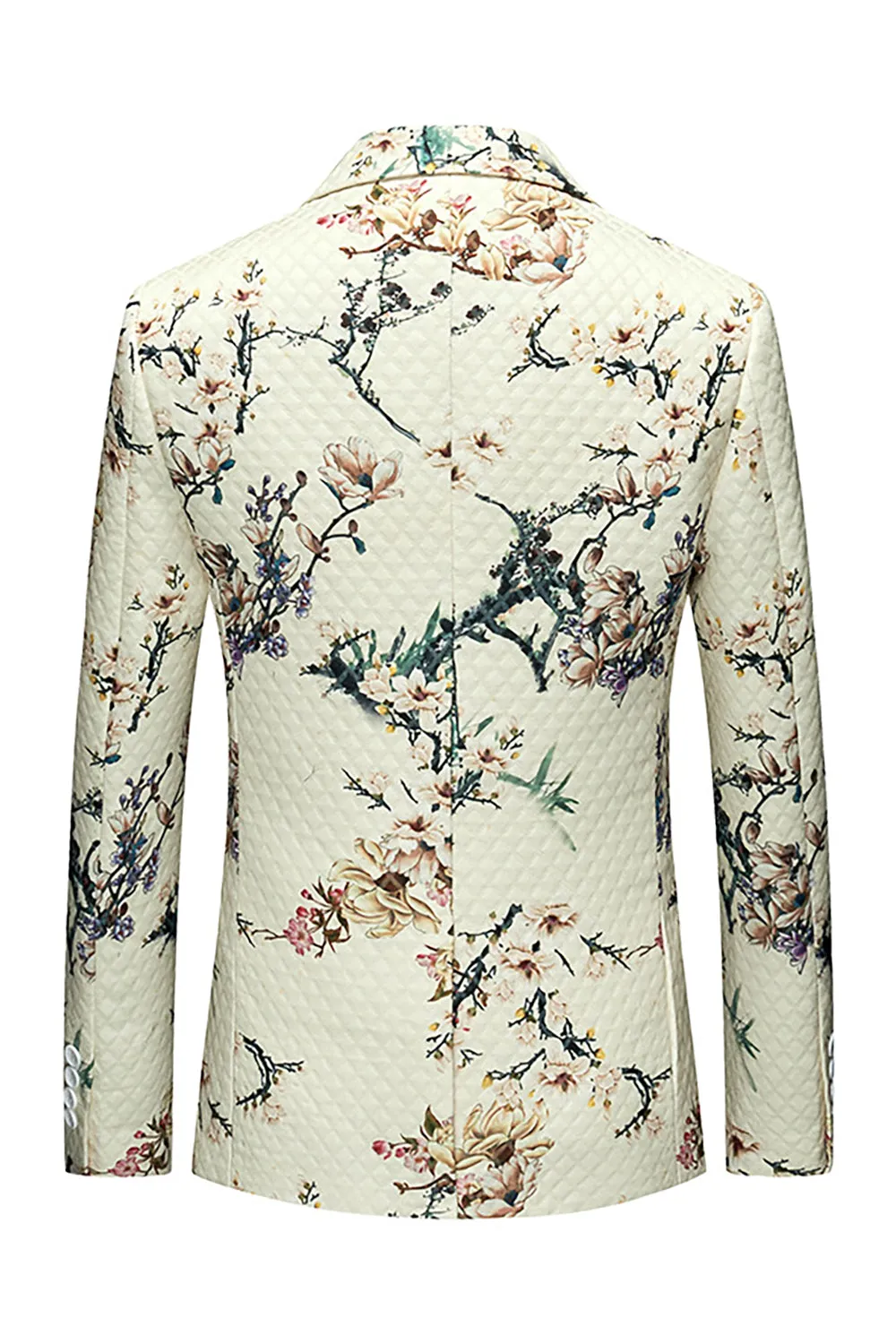 Ivory Floral Slim Fit One Button Notched Lapel Men's Wedding Blazer sold by Zapaka product image thumbnail 2
