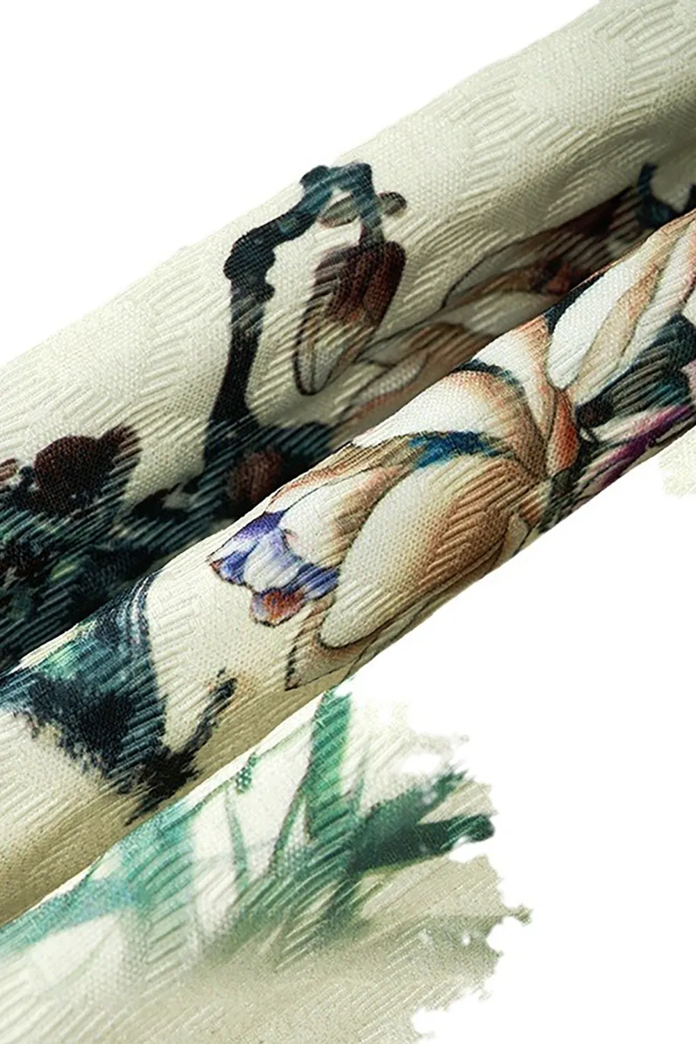 Ivory Floral Slim Fit One Button Notched Lapel Men's Wedding Blazer sold by Zapaka product image thumbnail 4