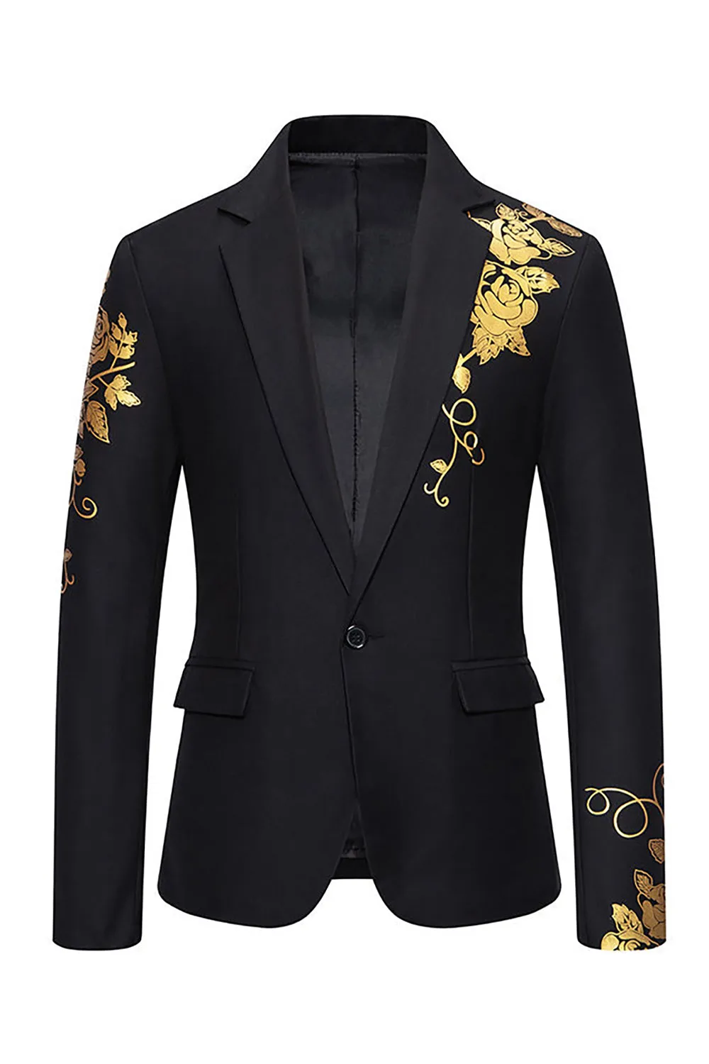 Burgundy Flower Print One Button Notched Lapel Men's Blazer sold by Zapaka product image thumbnail 5