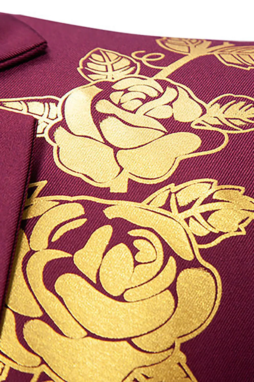 Burgundy Flower Print One Button Notched Lapel Men's Blazer sold by Zapaka product image thumbnail 3