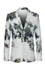 Floral White Slim Fit Notched Lapel Men's Wedding Blazer sold by Zapaka