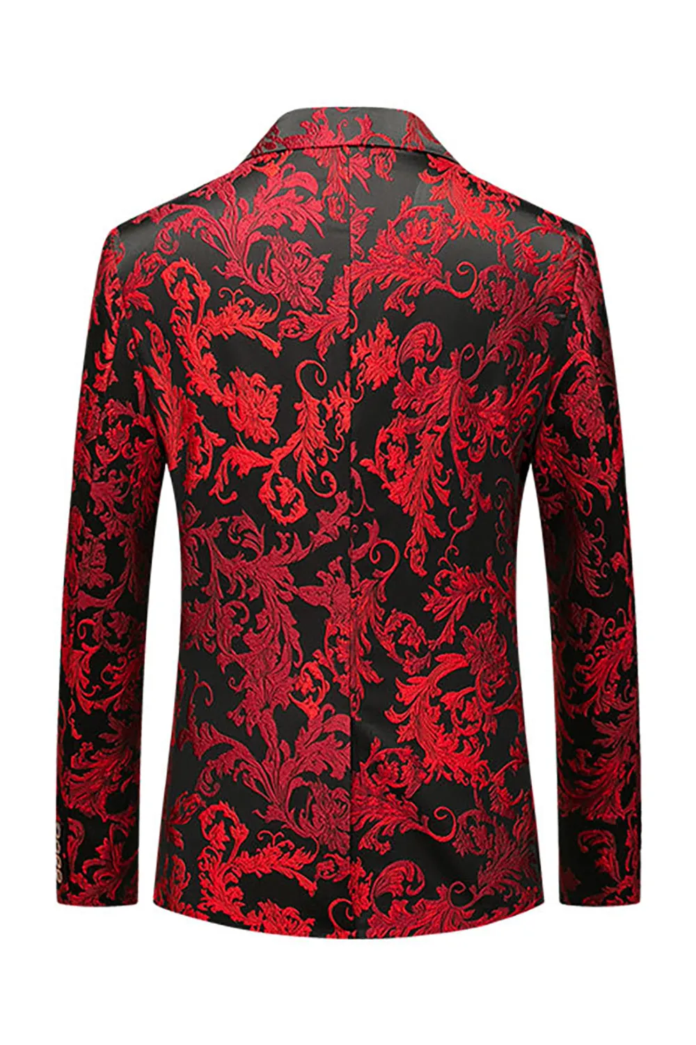 Red Floral Notched Lapel Slim Fit Men's Blazer sold by Zapaka product image thumbnail 2