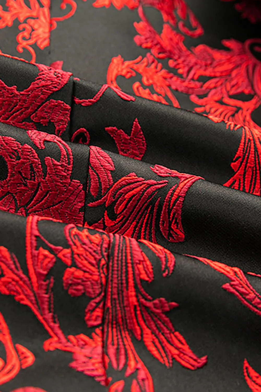 Red Floral Notched Lapel Slim Fit Men's Blazer sold by Zapaka product image thumbnail 3