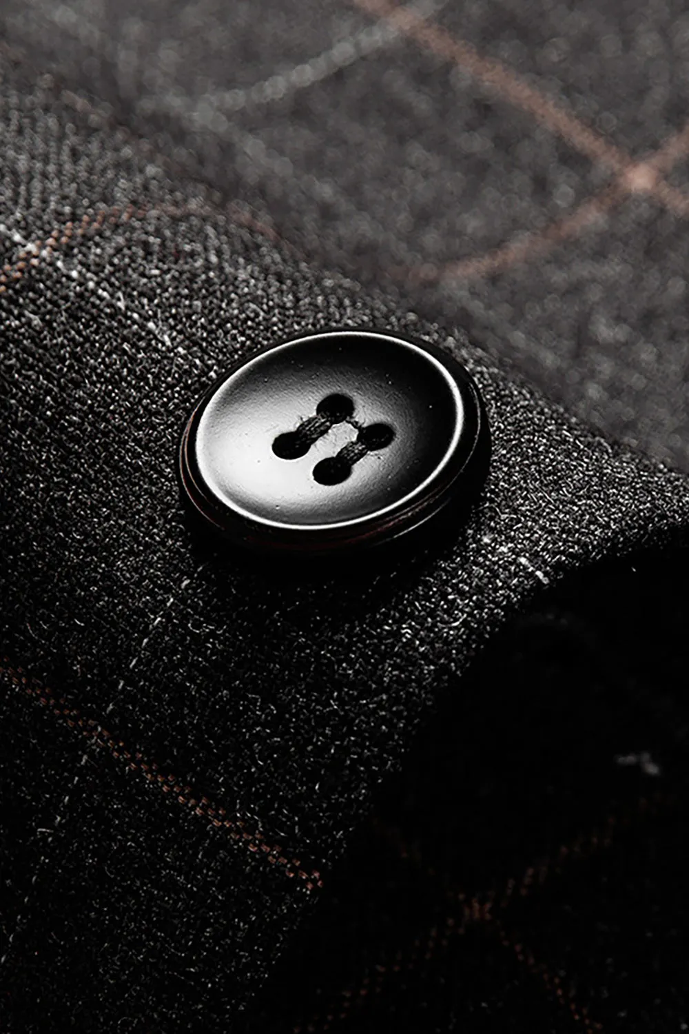 Men's Dark Grey Plaid Notched Lapel Blazer sold by Zapaka product image thumbnail 3