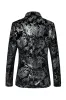 Black Golden Jacquard Shawl Lapel One Button Men's Tuxedo Blazer sold by Zapaka
