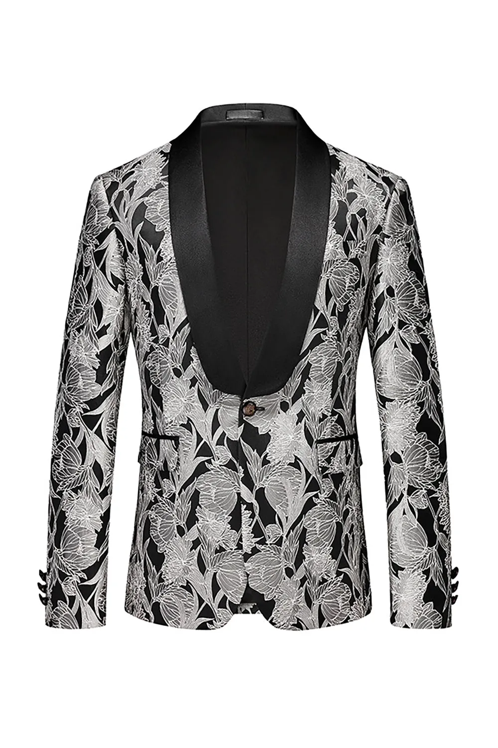 Silver Shawl Lapel Printed Men Blazer sold by Zapaka