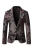 Men's Dark Coffee Notched Lapel Blazer with with Pockets sold by Zapaka