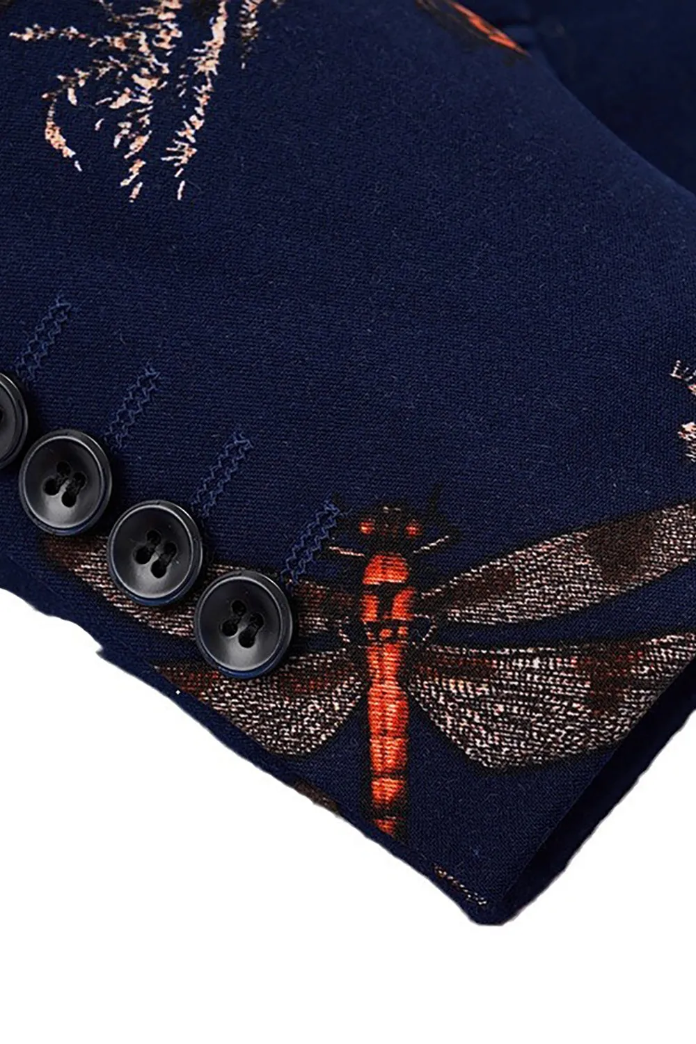 Black Printed Floral Notched Lapel Prom Blazer sold by Zapaka product image thumbnail 4