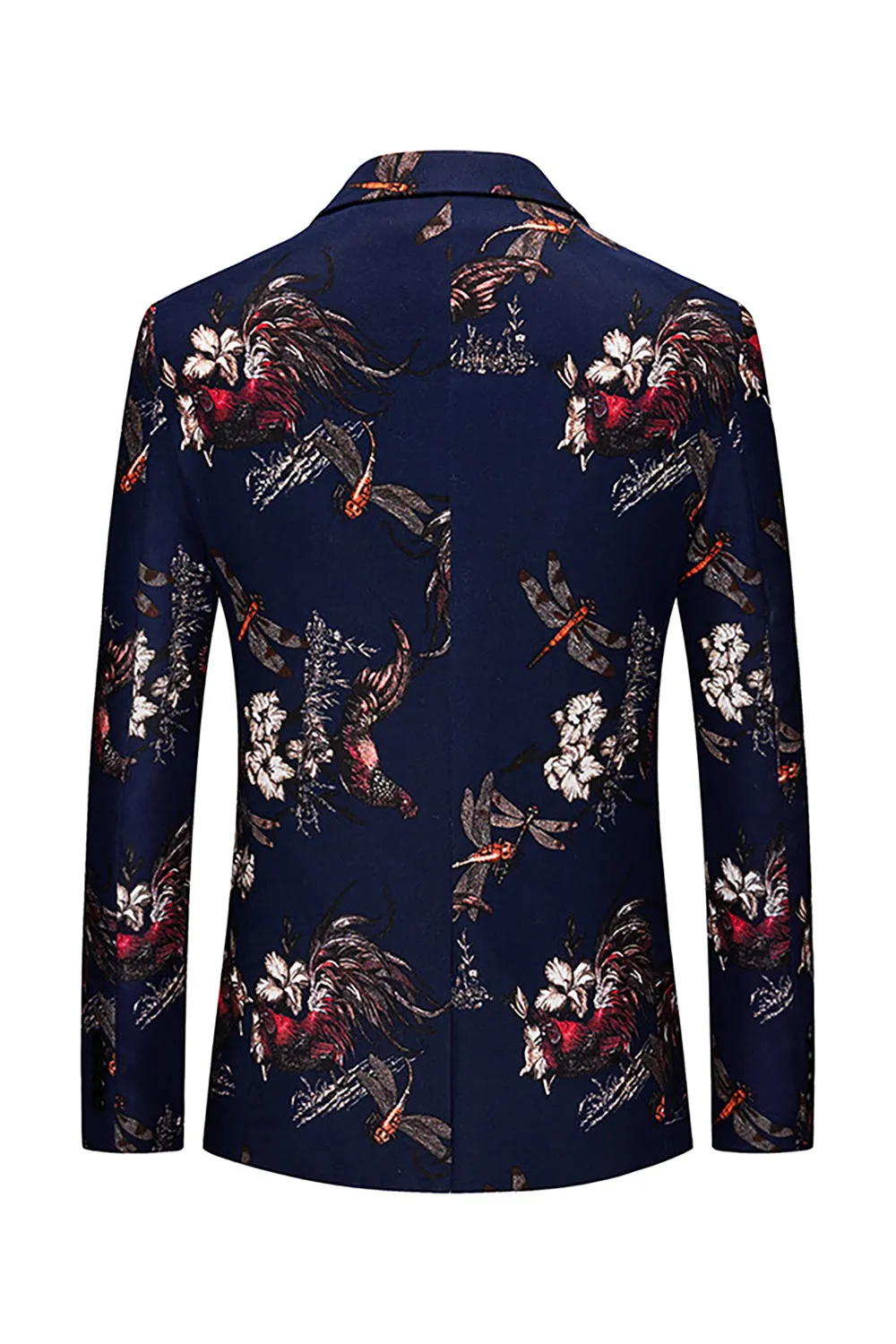 Black Printed Floral Notched Lapel Prom Blazer sold by Zapaka product image thumbnail 2