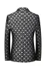 Black Plaid Notched Lapel One Button Men's Blazer sold by Zapaka